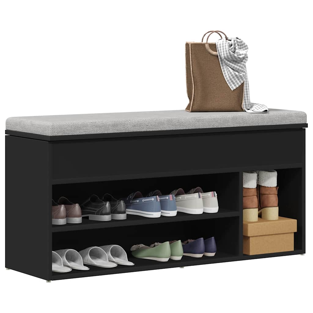 Schuhbank 102X30,5X45 Cm Holzwerkstoff Schwarz