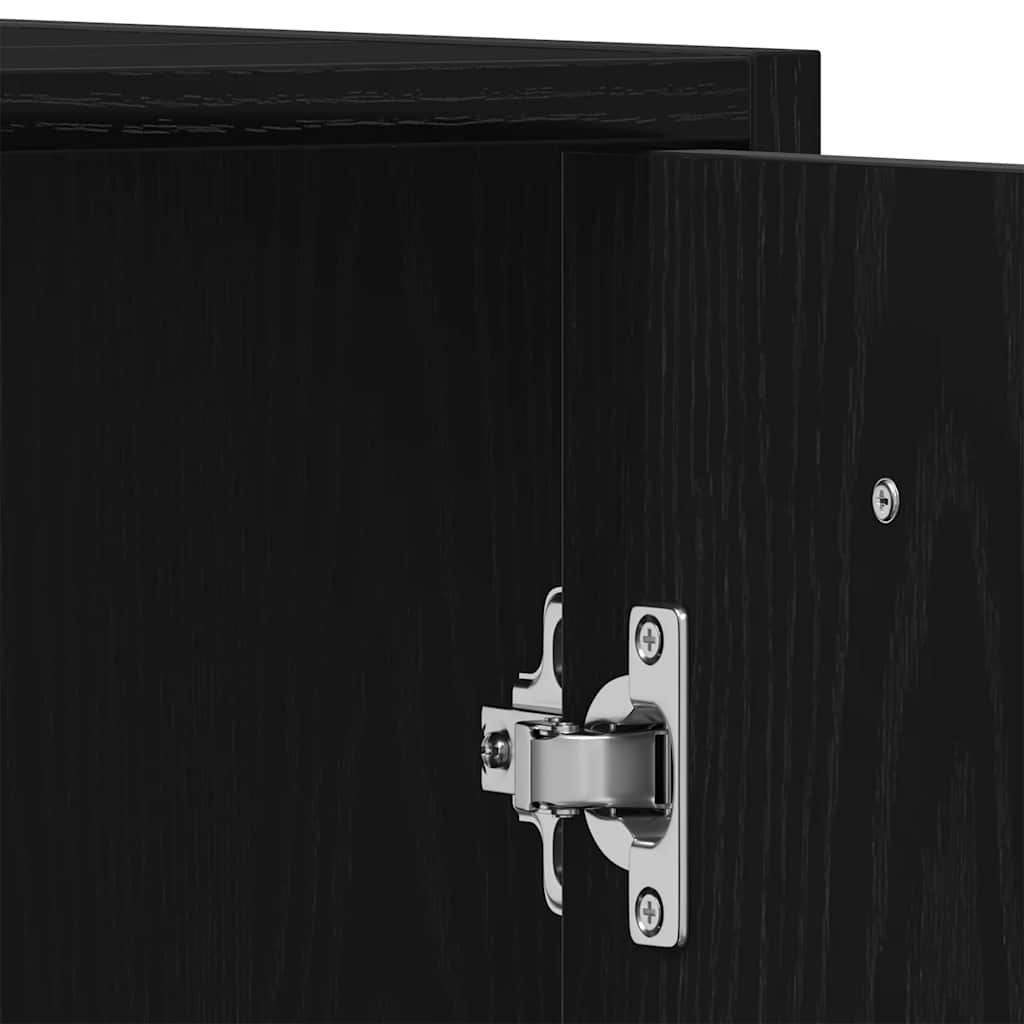 Badschrank Mit Spiegel Schwarz Eichen-Optik Holzwerkstoff