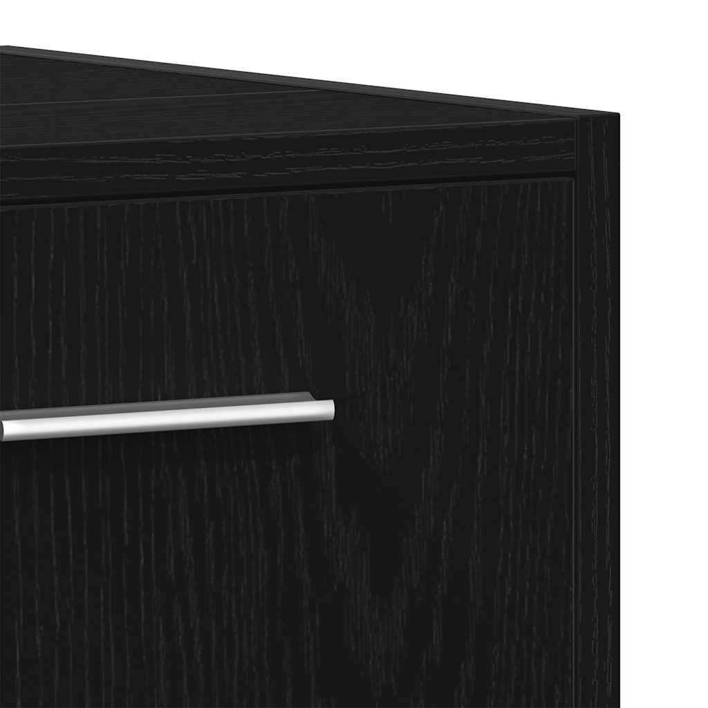 Badschrank Mit Spiegel Schwarz Eichen-Optik Holzwerkstoff