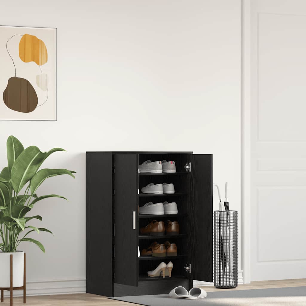 Schuhschrank Schwarz Eichen-Optik Holzwerkstoff Schwarze Eiche