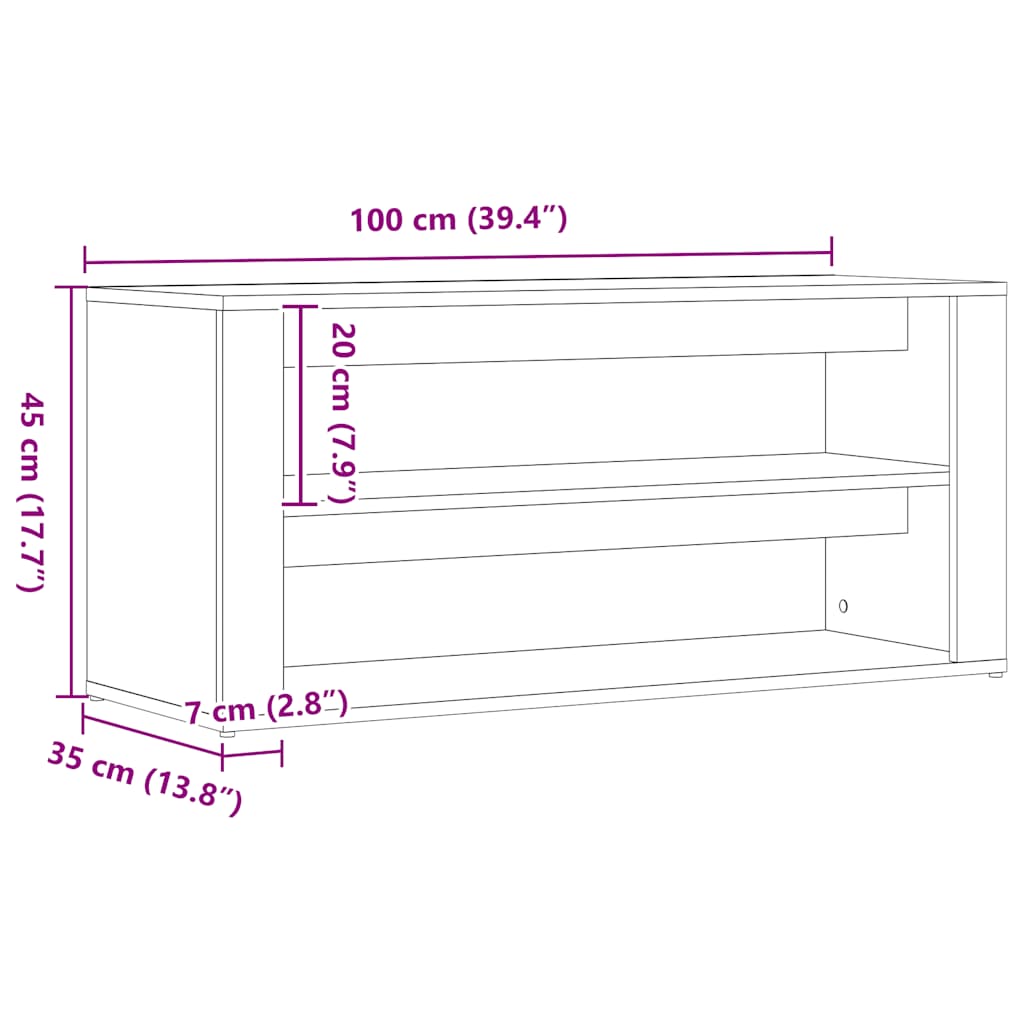 Schuhbank 100 X 35 X 45 Cm Holzwerkstoff Schwarze Eiche