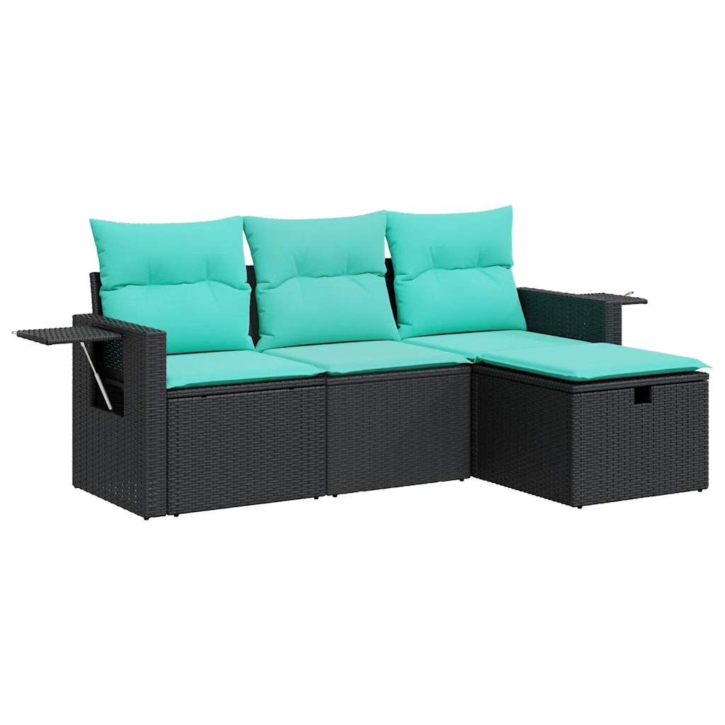 4-Tlg. Garten-Sofagarnitur Mit Kissen Poly Rattan