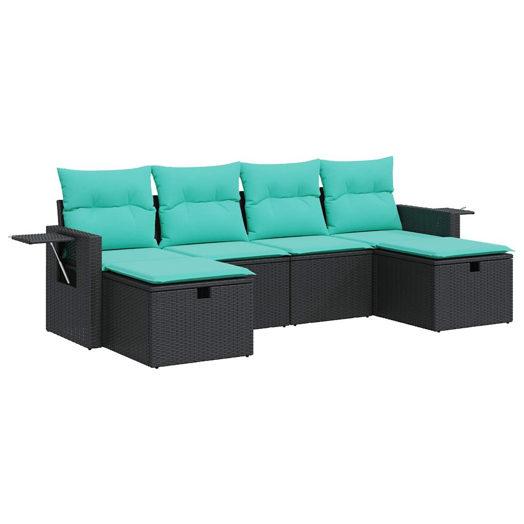 6-Tlg. Garten-Sofagarnitur Mit Kissen Poly Rattan