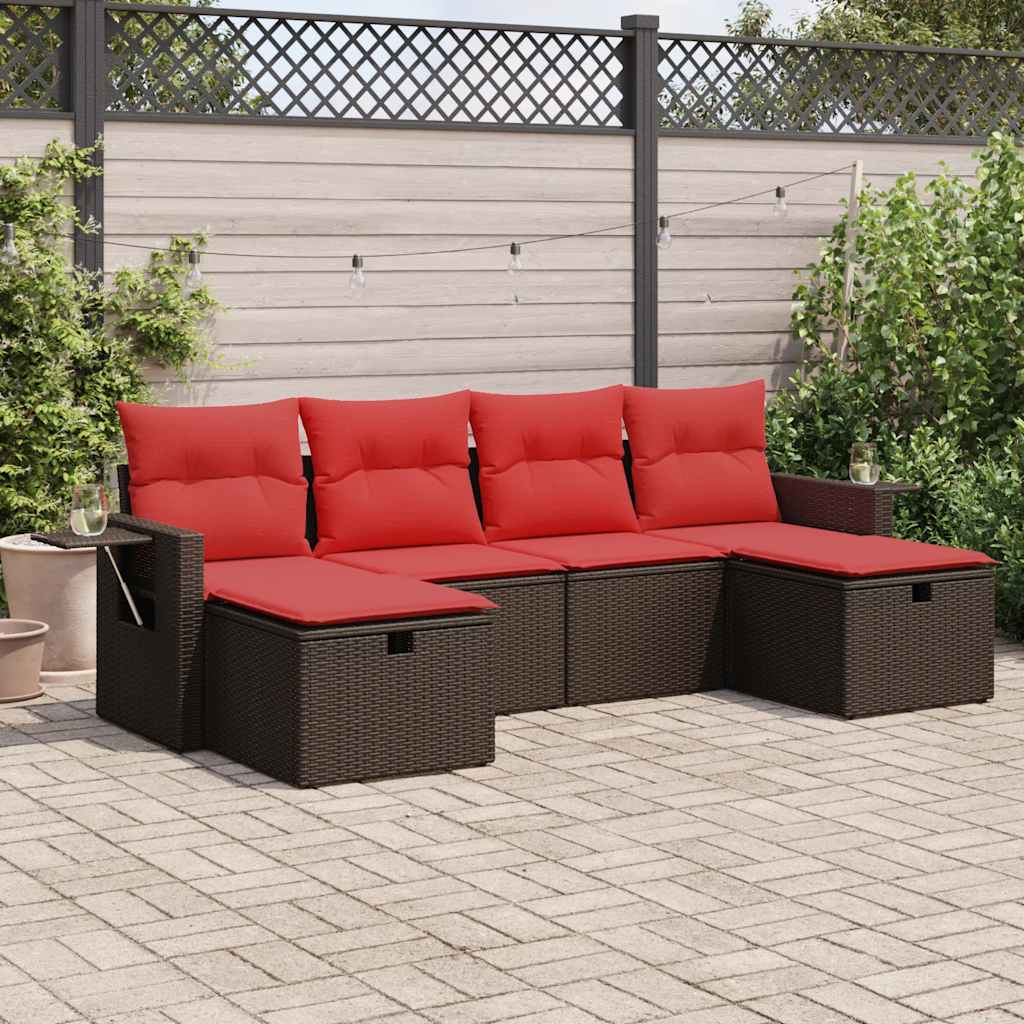 6-Tlg. Garten-Sofagarnitur Mit Kissen Poly Rattan