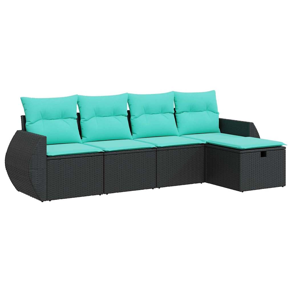 5-Tlg. Garten-Sofagarnitur Mit Kissen Poly Rattan