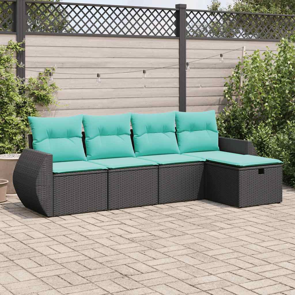 5-Tlg. Garten-Sofagarnitur Mit Kissen Poly Rattan