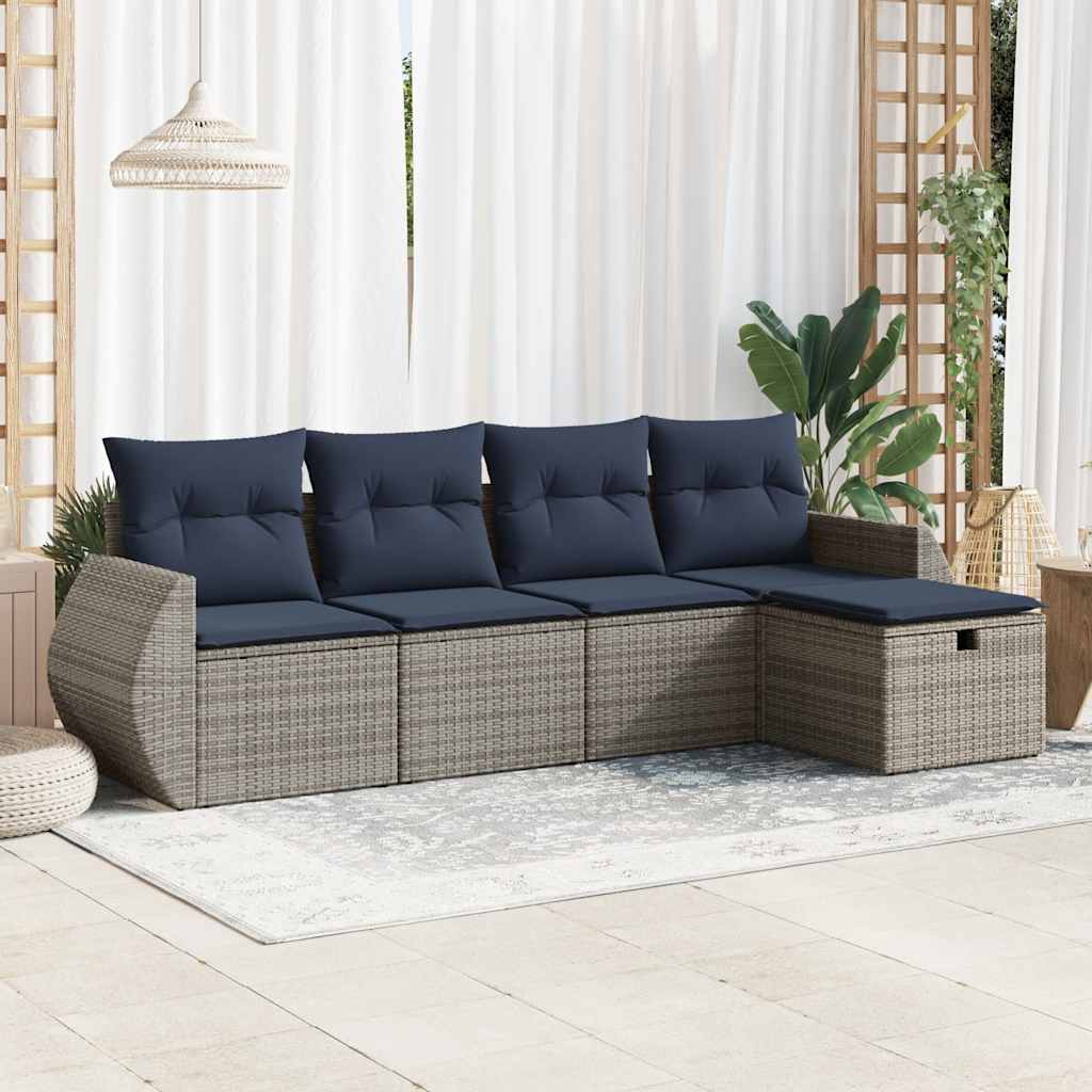 5-Tlg. Garten-Sofagarnitur Mit Kissen Poly Rattan