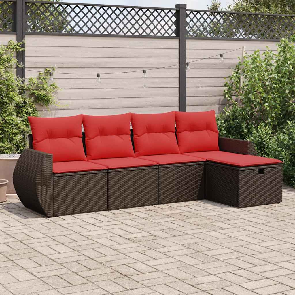 5-Tlg. Garten-Sofagarnitur Mit Kissen Poly Rattan