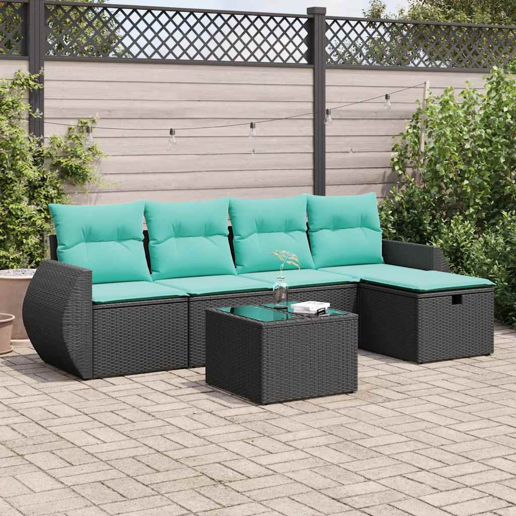 5-Tlg. Garten-Sofagarnitur Mit Kissen Poly Rattan