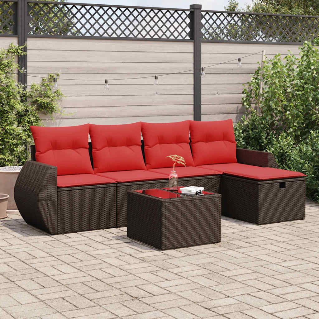 5-Tlg. Garten-Sofagarnitur Mit Kissen Poly Rattan