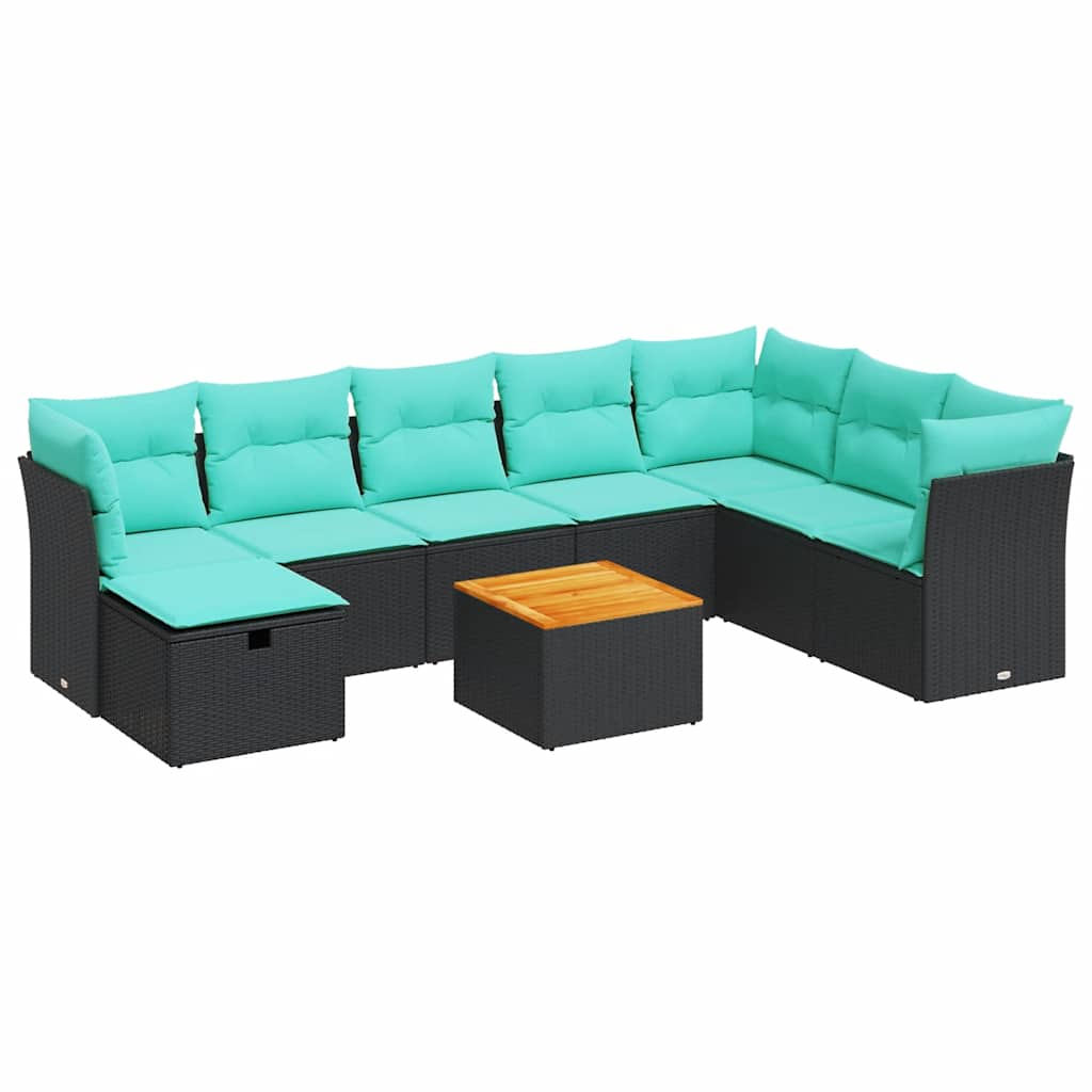 9-Tlg. Garten-Sofagarnitur Mit Kissen Poly Rattan