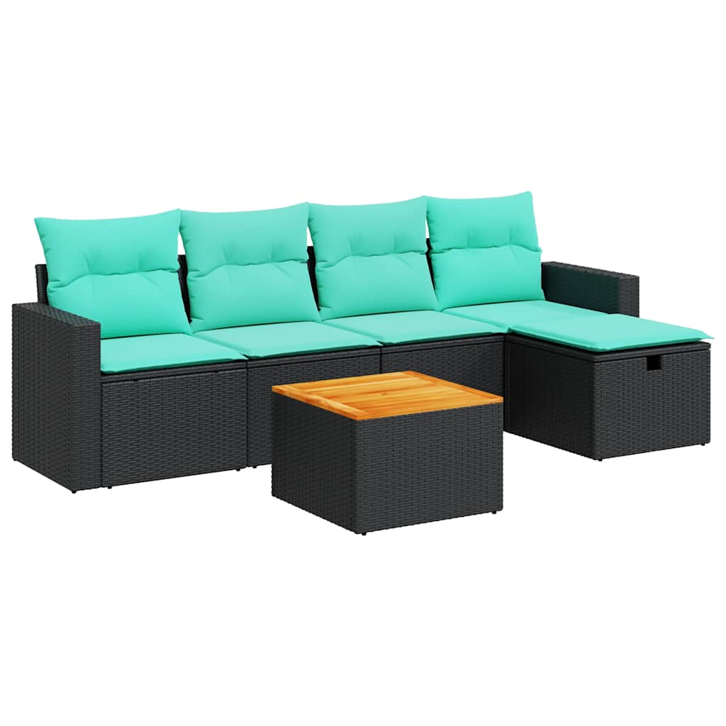6-Tlg. Garten-Sofagarnitur Mit Kissen Poly Rattan