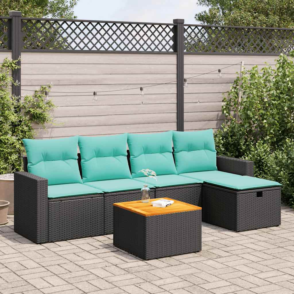 6-Tlg. Garten-Sofagarnitur Mit Kissen Poly Rattan