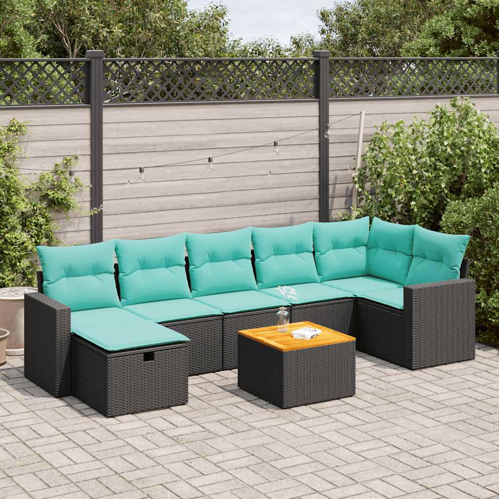 8-Tlg. Garten-Sofagarnitur Mit Kissen Poly Rattan
