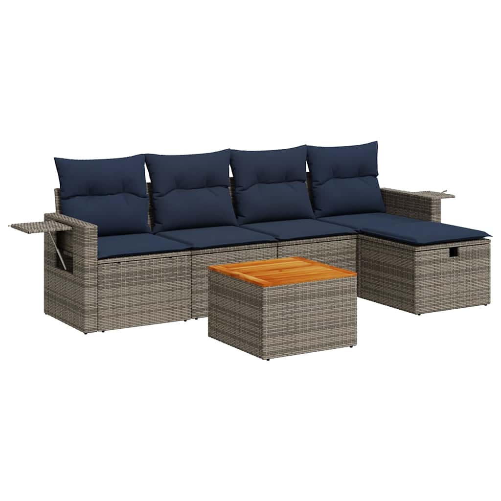 6-Tlg. Garten-Sofagarnitur Mit Kissen Poly Rattan