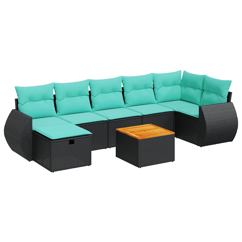 8-Tlg. Garten-Sofagarnitur Mit Kissen Poly Rattan