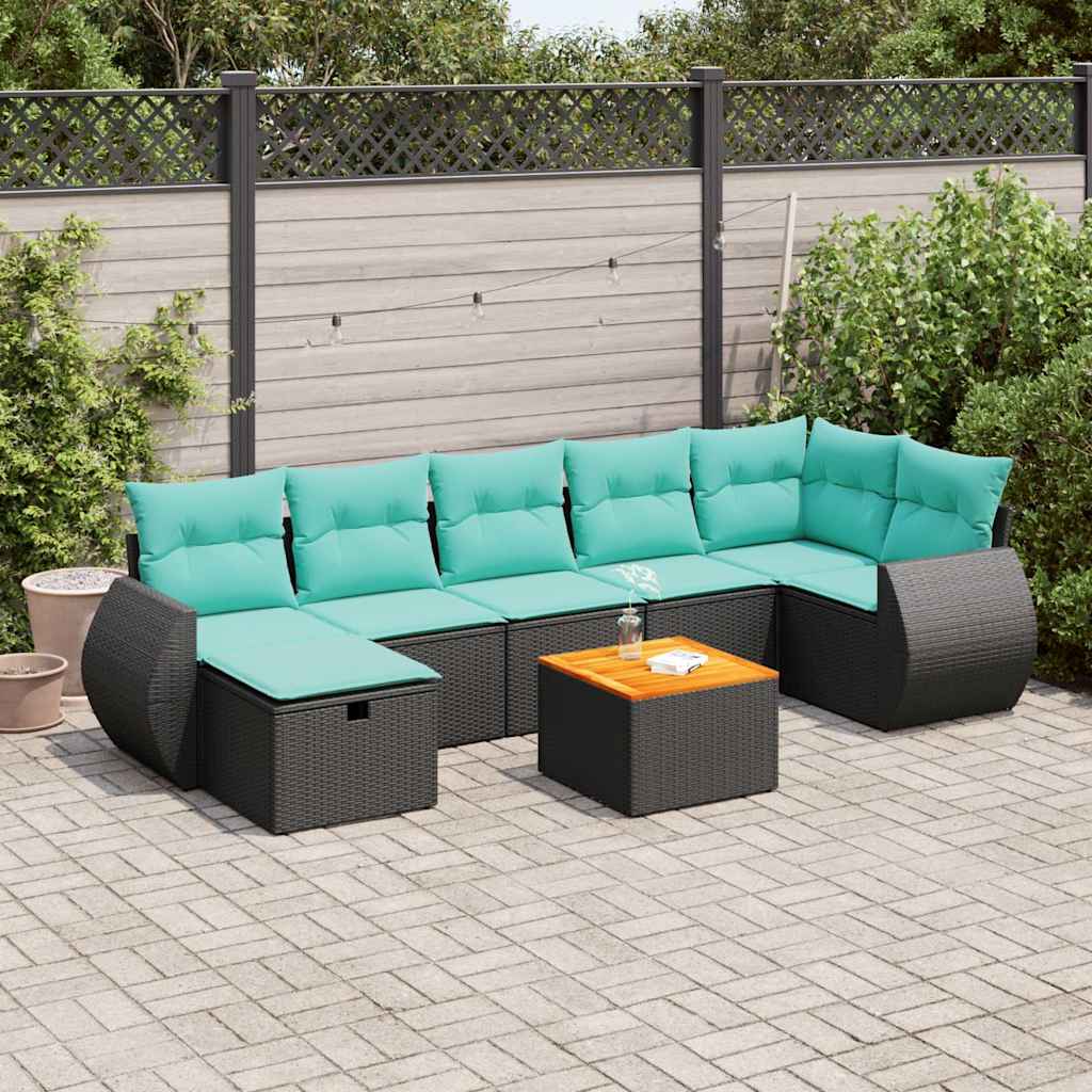 8-Tlg. Garten-Sofagarnitur Mit Kissen Poly Rattan