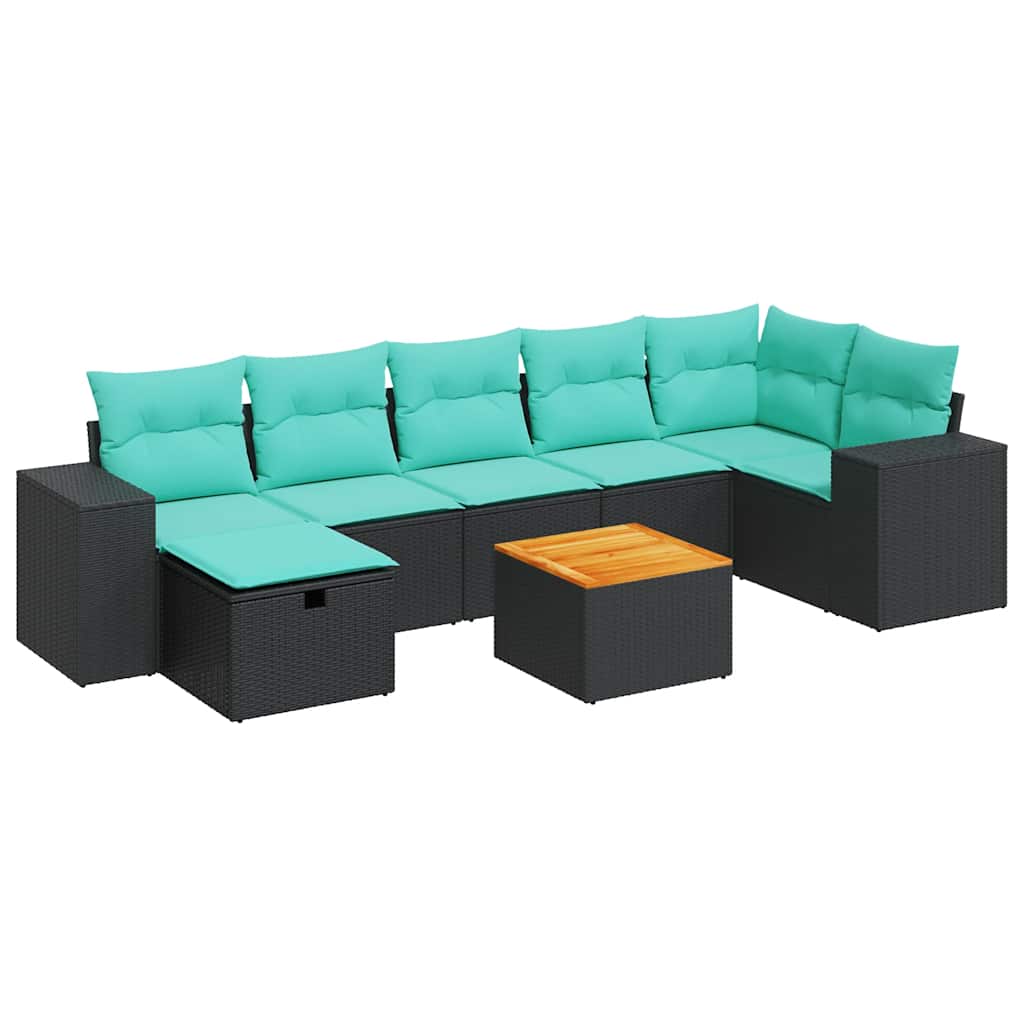 8-Tlg. Garten-Sofagarnitur Mit Kissen Poly Rattan