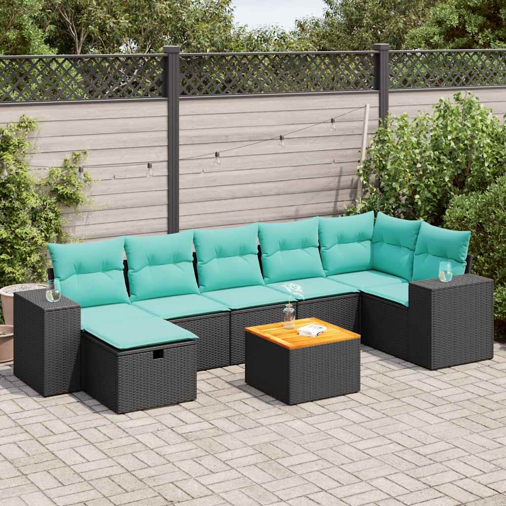 8-Tlg. Garten-Sofagarnitur Mit Kissen Poly Rattan