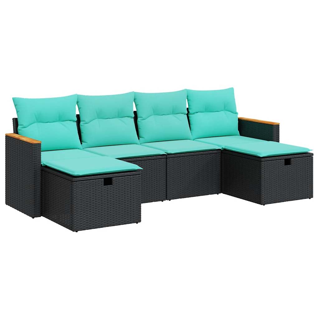 6-Tlg. Garten-Sofagarnitur Mit Kissen Poly Rattan