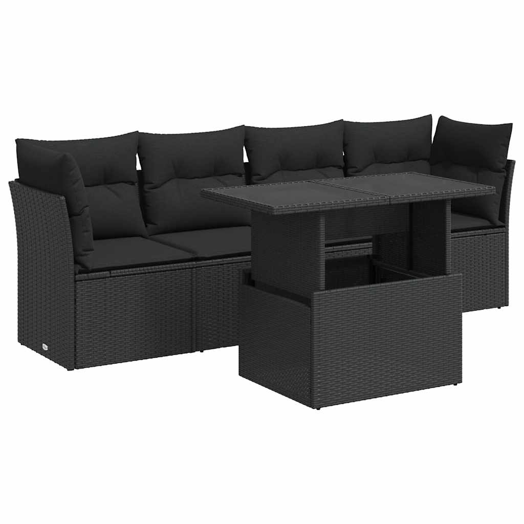 5-Tlg. Garten-Sofagarnitur Mit Kissen Poly Rattan