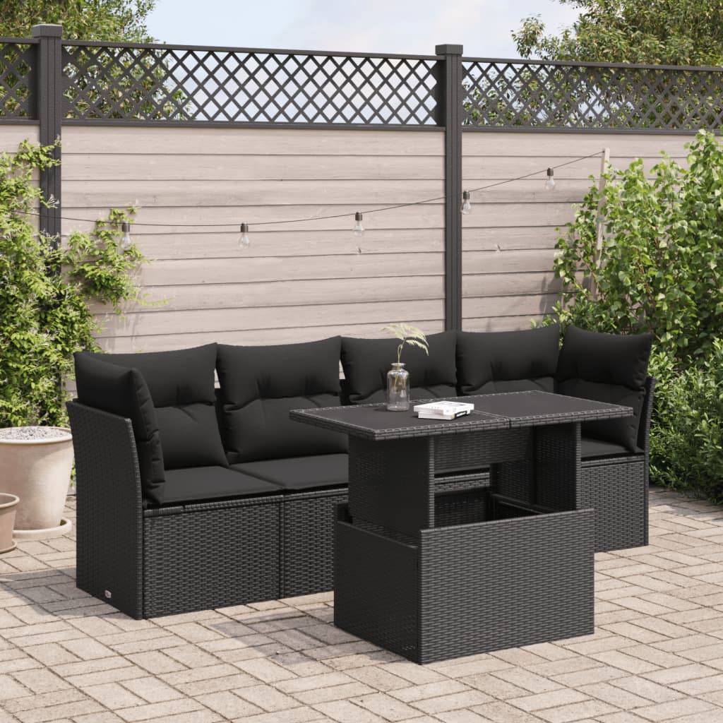 5-Tlg. Garten-Sofagarnitur Mit Kissen Poly Rattan