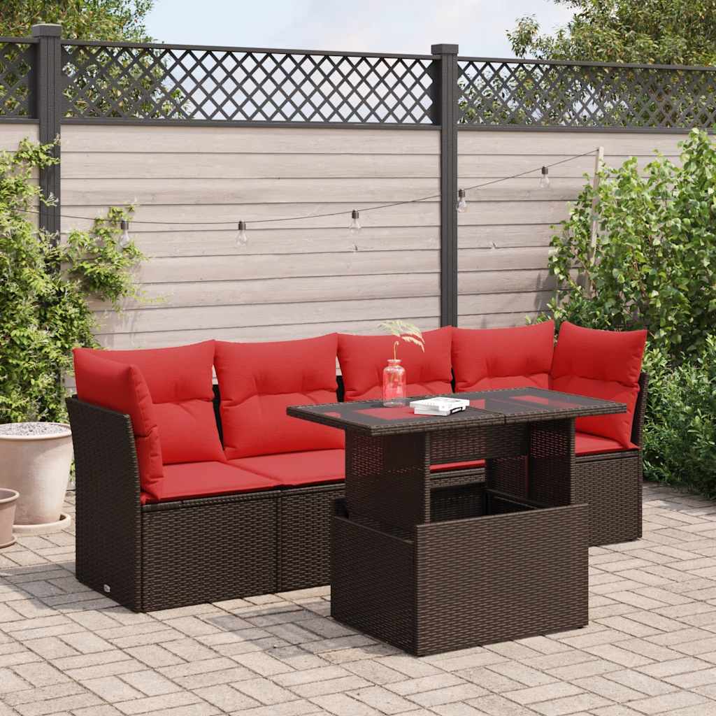 5-Tlg. Garten-Sofagarnitur Mit Kissen Poly Rattan Akazie
