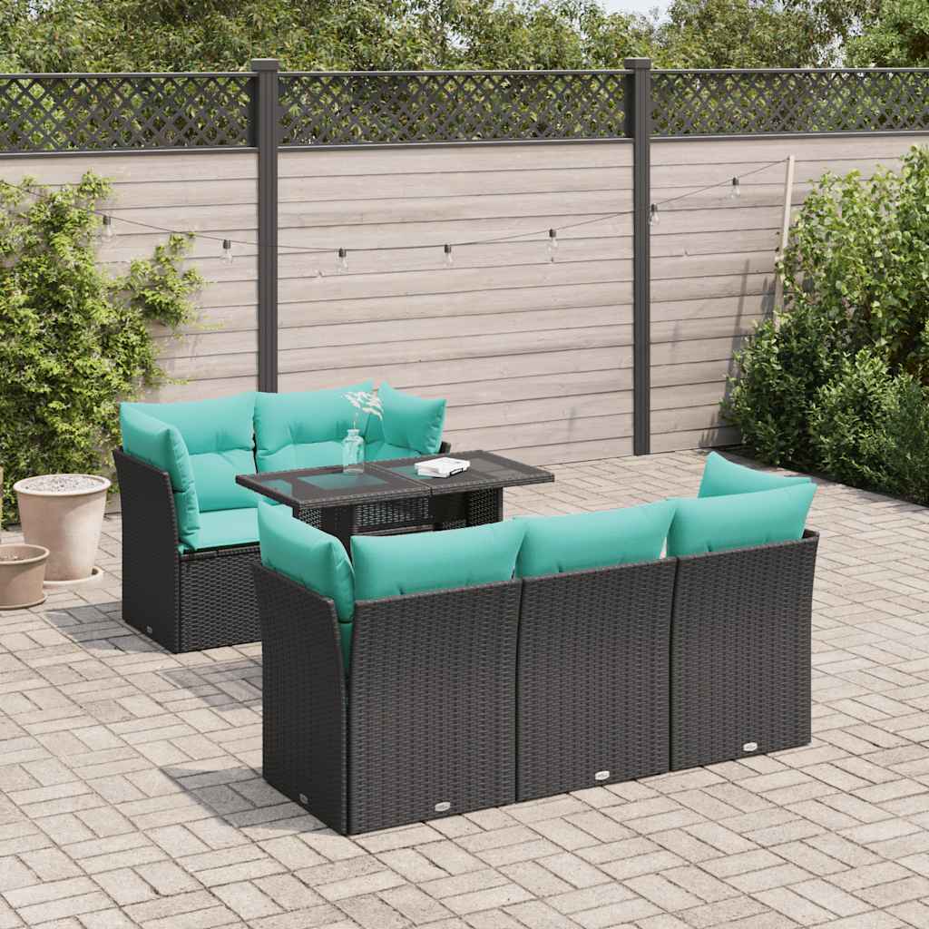 6-Tlg. Garten-Sofagarnitur Mit Kissen Poly Rattan