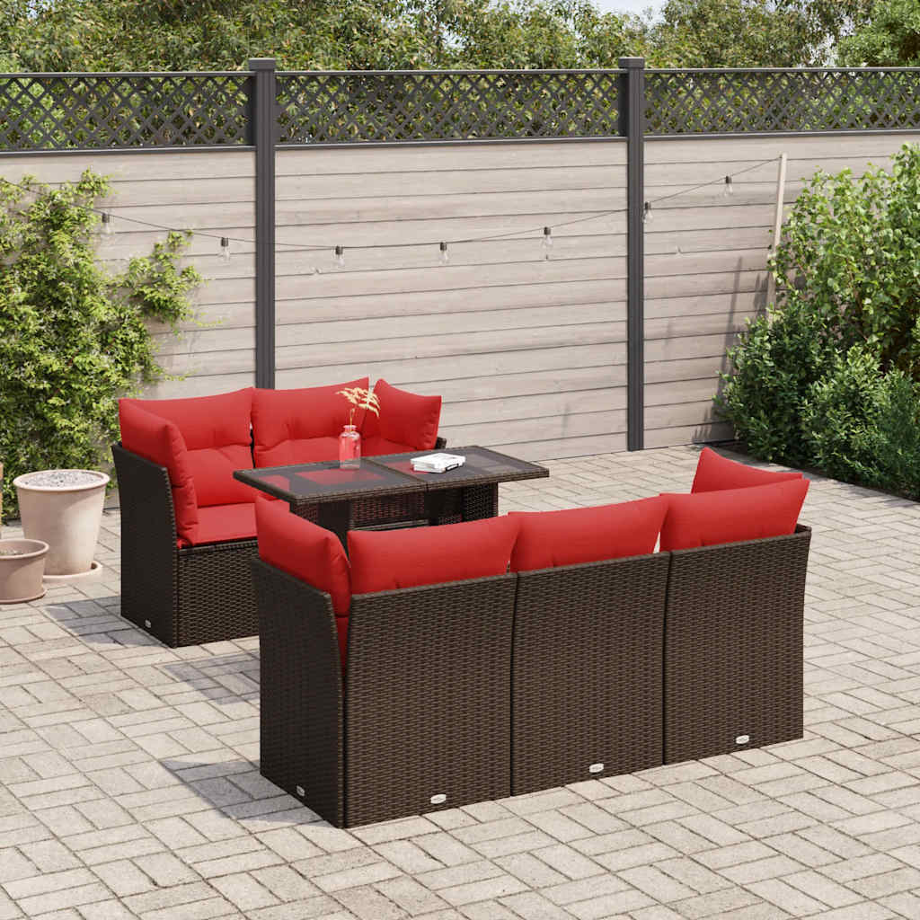 6-Tlg. Garten-Sofagarnitur Mit Kissen Poly Rattan