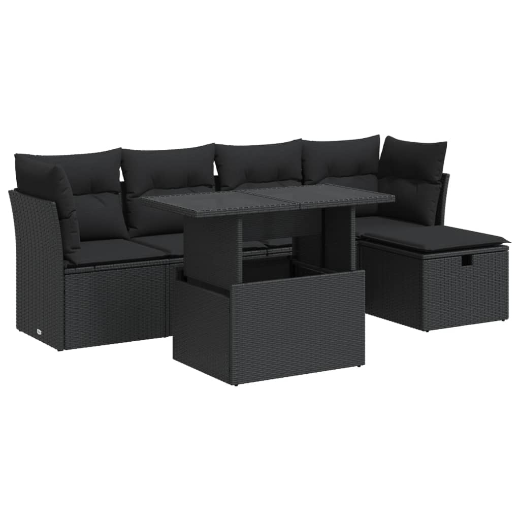 6-Tlg. Garten-Sofagarnitur Mit Kissen Poly Rattan
