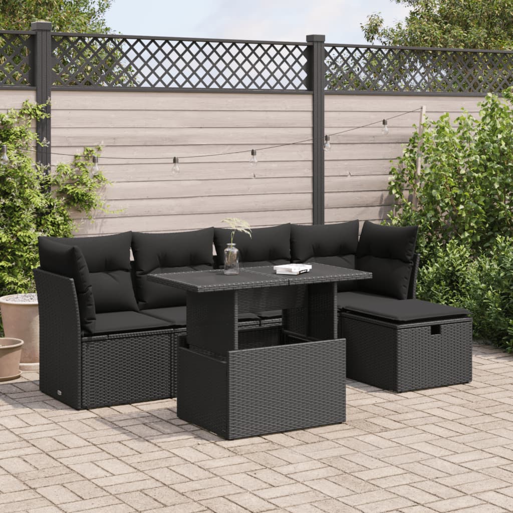 6-Tlg. Garten-Sofagarnitur Mit Kissen Poly Rattan
