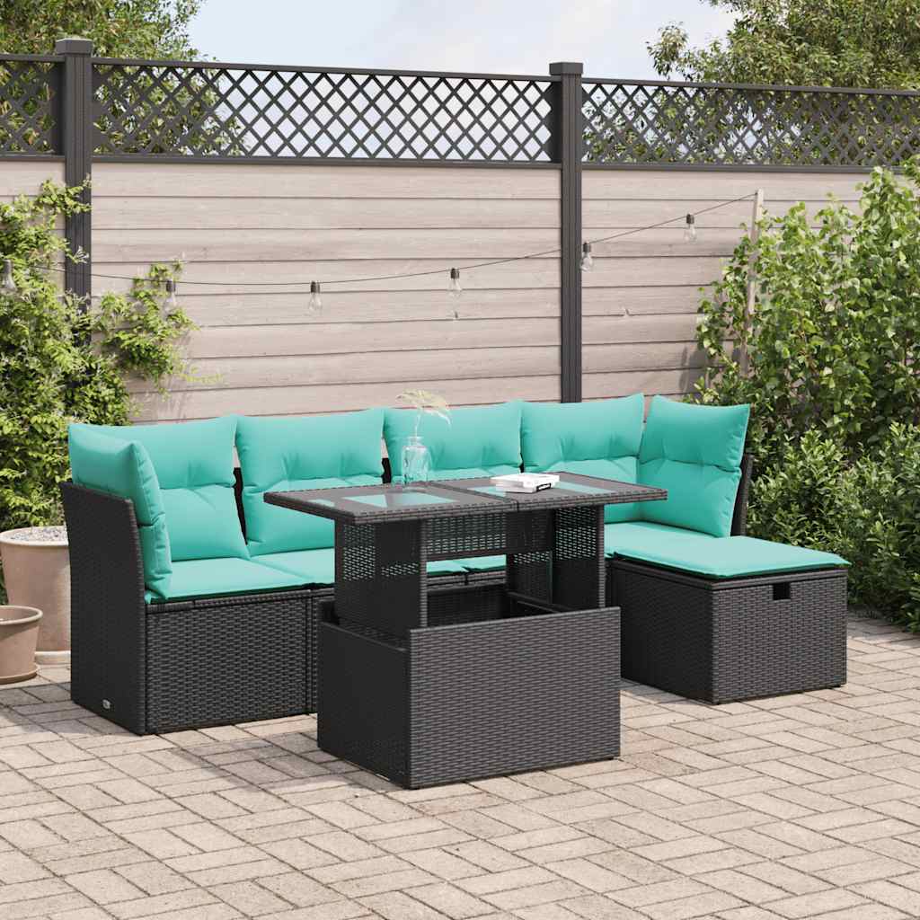 6-Tlg. Garten-Sofagarnitur Mit Kissen Poly Rattan