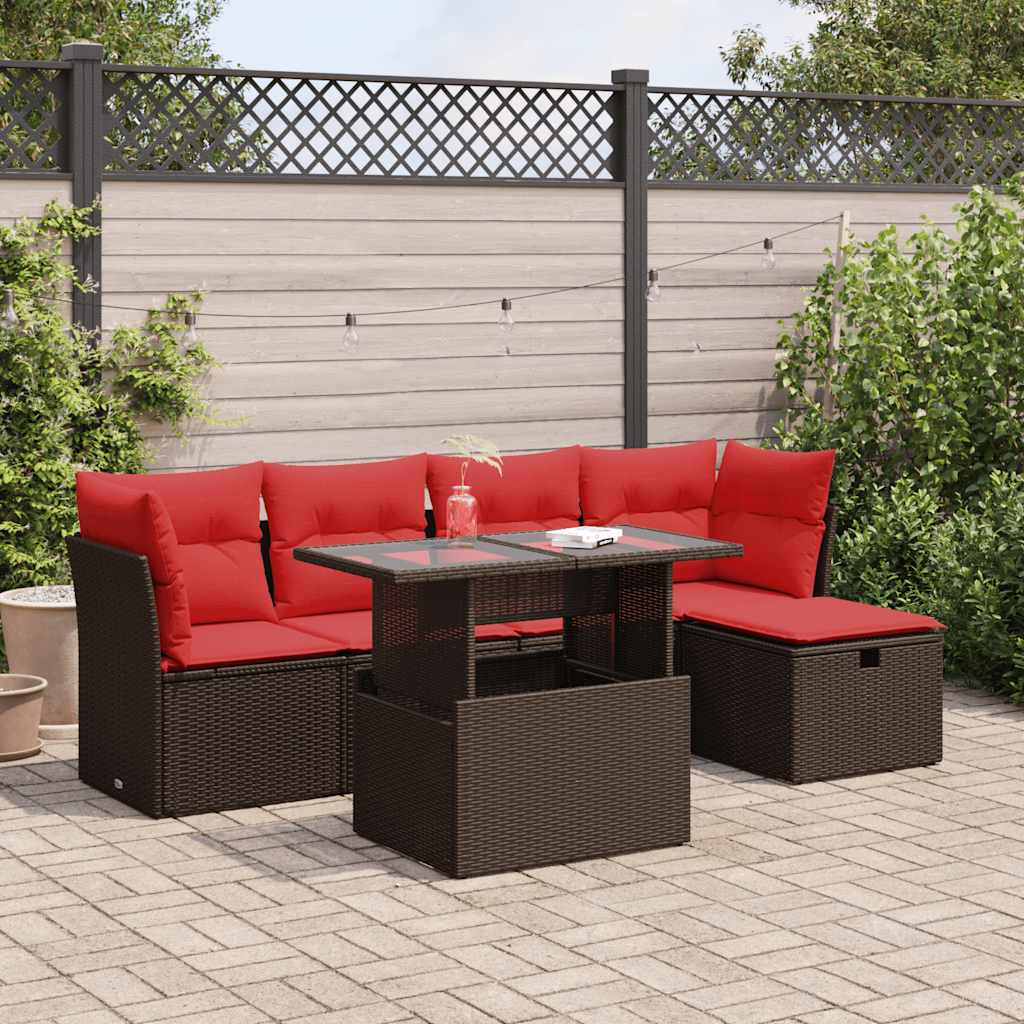6-Tlg. Garten-Sofagarnitur Mit Kissen Poly Rattan