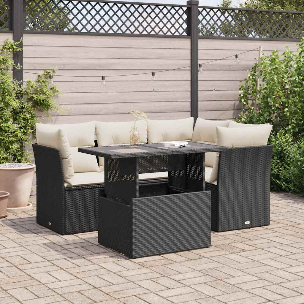 5-Tlg. Garten-Sofagarnitur Mit Kissen Poly Rattan