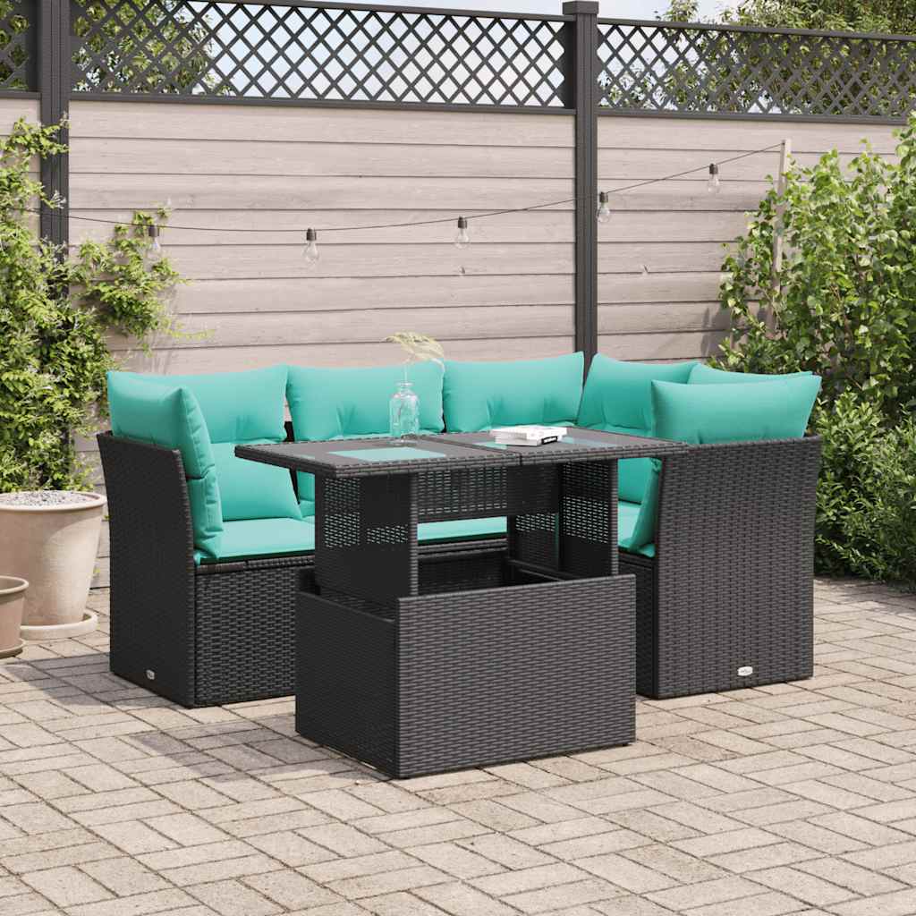 5-Teiliges Gartensofa-Set Mit Kissen, Es Polyrattan