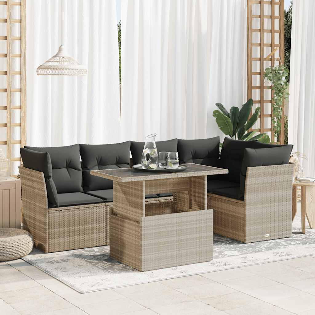 6-Tlg. Garten-Sofagarnitur Mit Kissen Poly Rattan