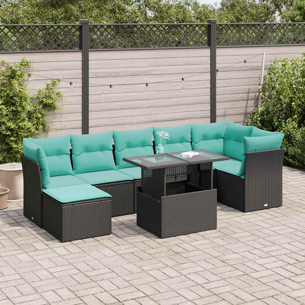 8-Teiliges Gartensofa-Set Mit Kissen, Es Polyrattan