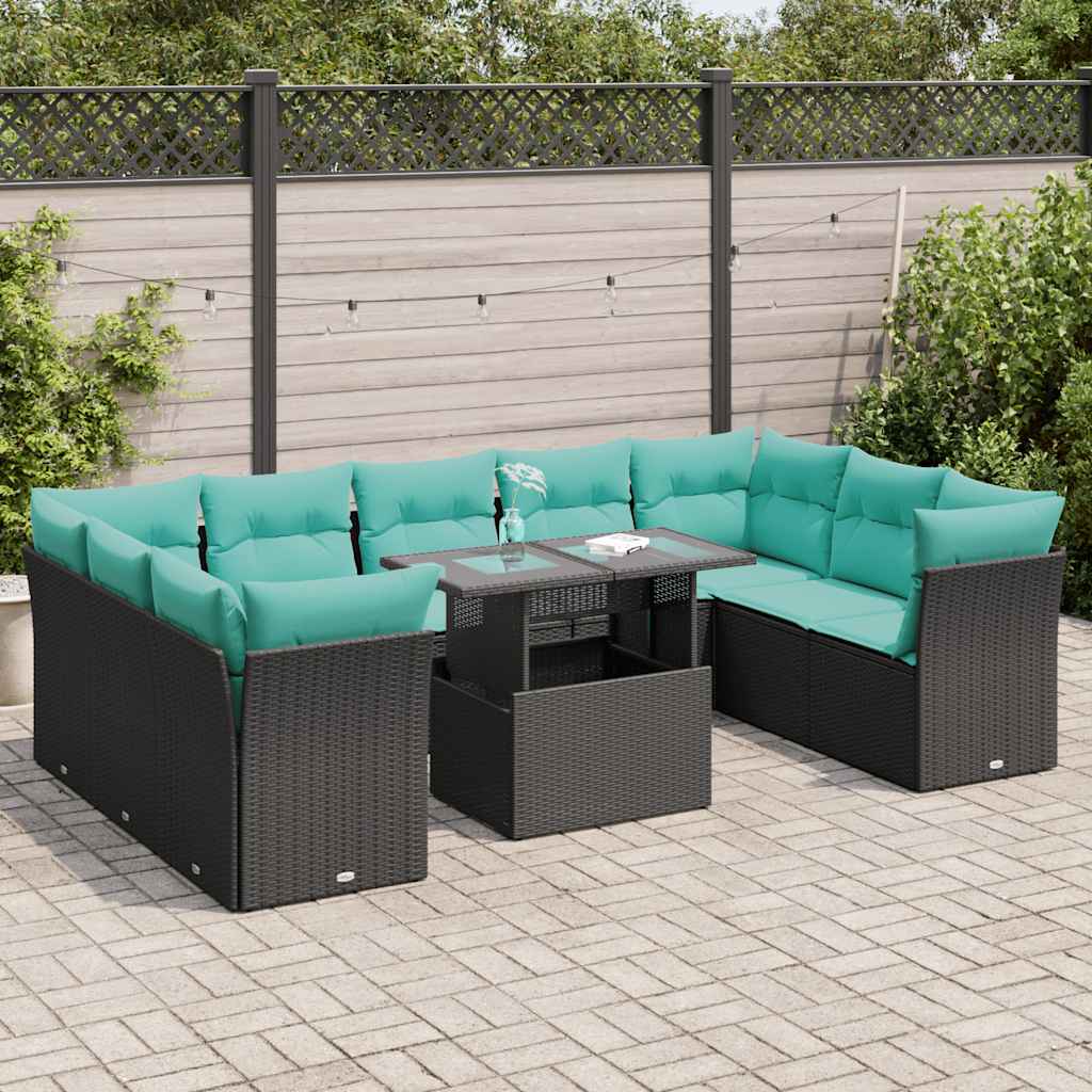 10-Teiliges Gartensofa-Set Mit Kissen, Es Polyrattan