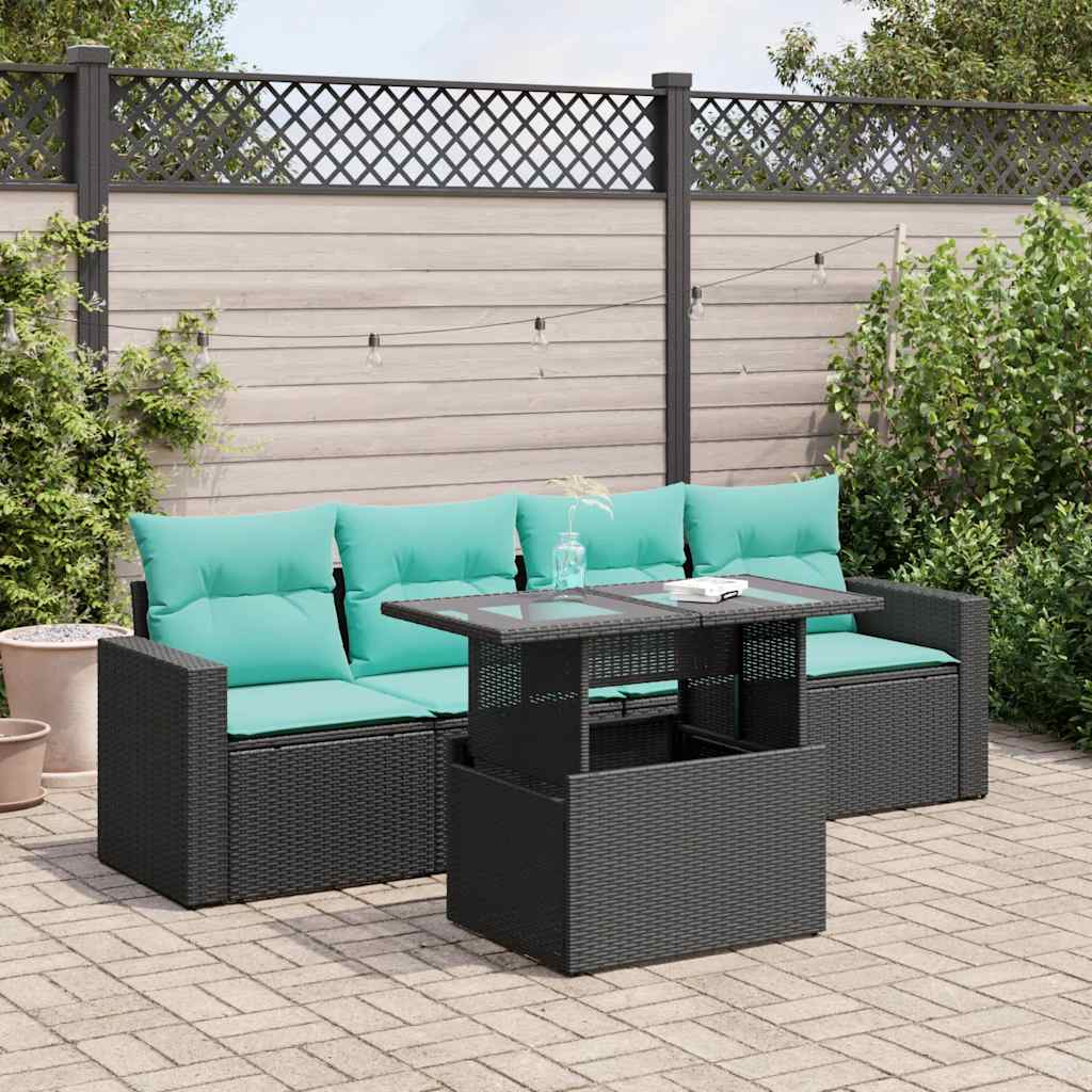 5-Teiliges Gartensofa-Set Mit Kissen, Es Polyrattan