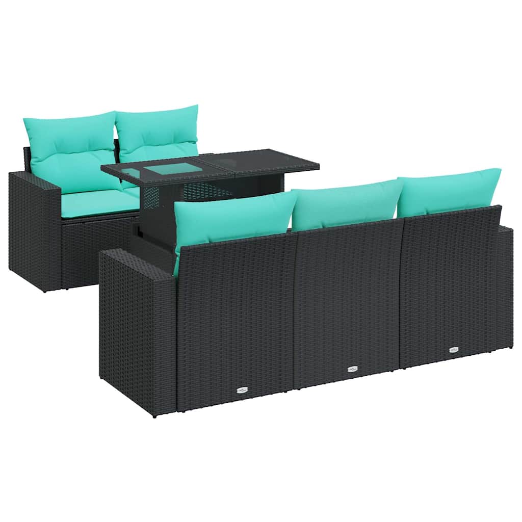 6-Tlg. Garten-Sofagarnitur Mit Kissen Poly Rattan