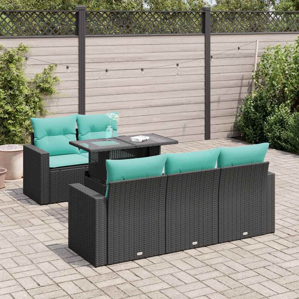 6-Tlg. Garten-Sofagarnitur Mit Kissen Poly Rattan