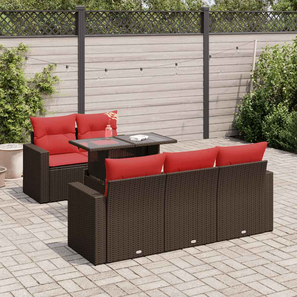 6-Tlg. Garten-Sofagarnitur Mit Kissen Poly Rattan