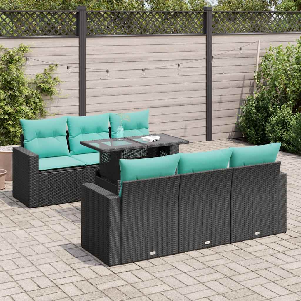 7-Tlg. Garten-Sofagarnitur Mit Kissen Poly Rattan