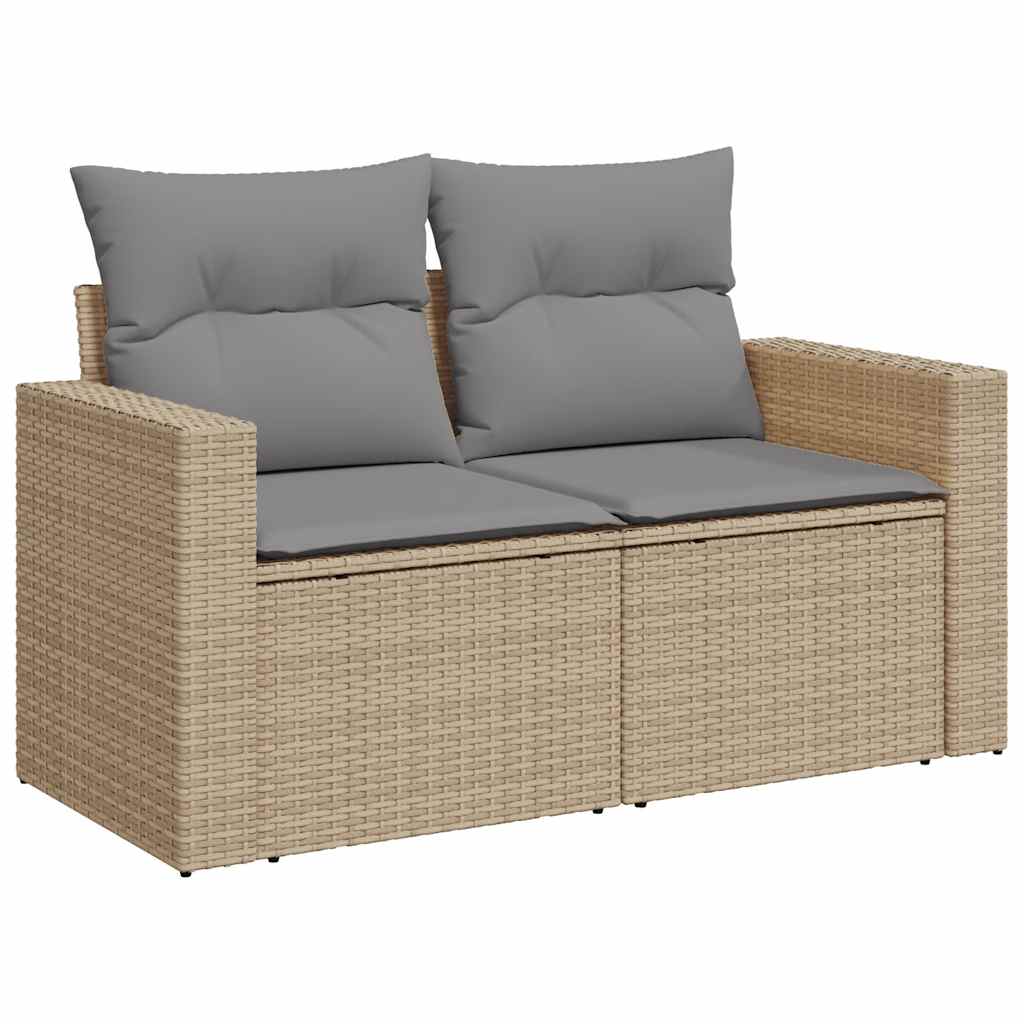 7-Tlg. Garten-Sofagarnitur Mit Kissen Beige Poly Rattan
