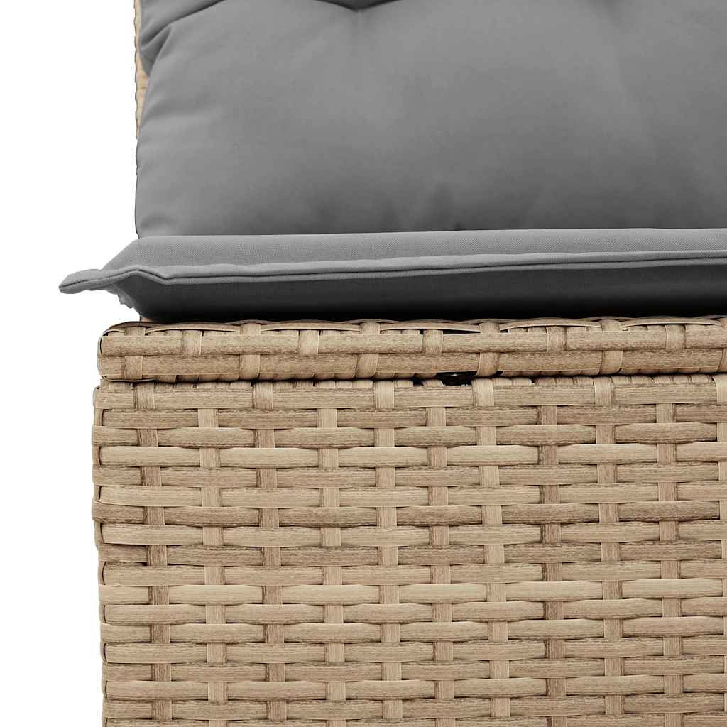 7-Tlg. Garten-Sofagarnitur Mit Kissen Beige Poly Rattan