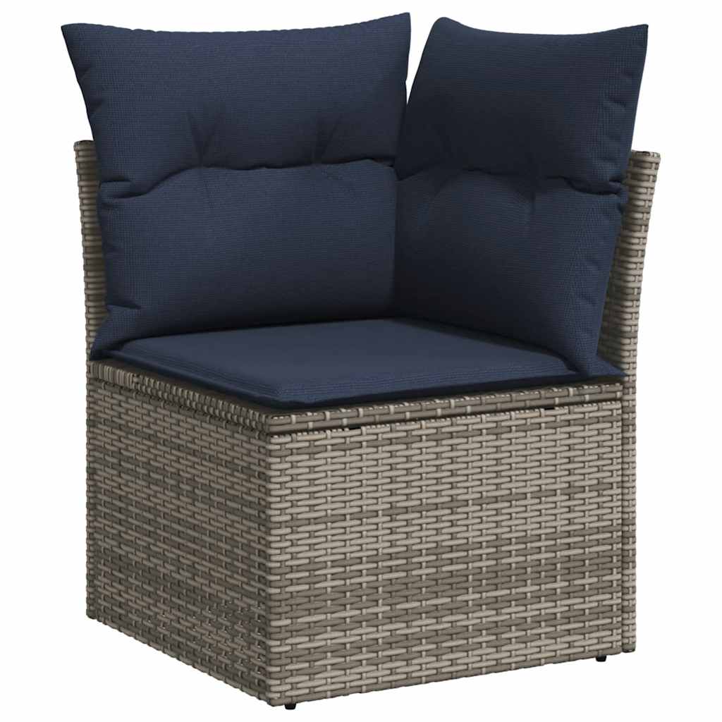 7-Tlg. Garten-Sofagarnitur Mit Kissen Poly Rattan Akazie