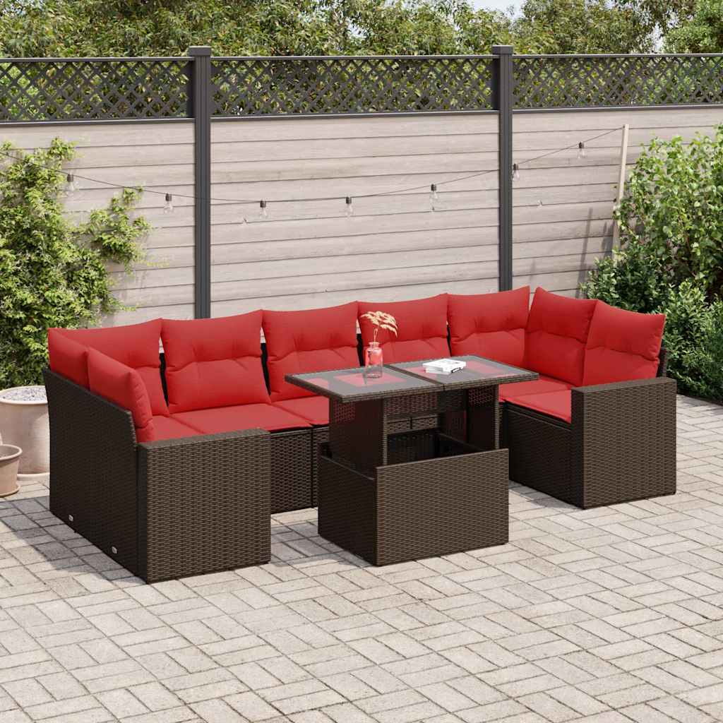 8-Teiliges Gartensofa-Set Mit Kissen, Es Polyrattan