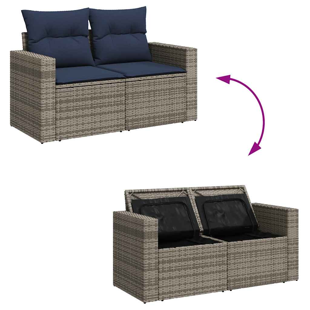 6-Tlg. Garten-Sofagarnitur Mit Kissen Poly Rattan Akazie