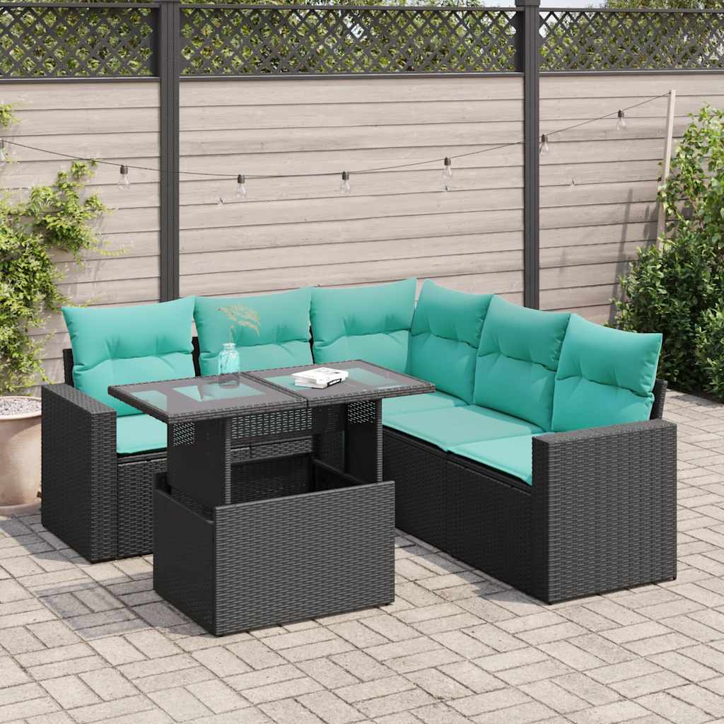 6-Teiliges Gartensofa-Set Mit Kissen, Es Polyrattan