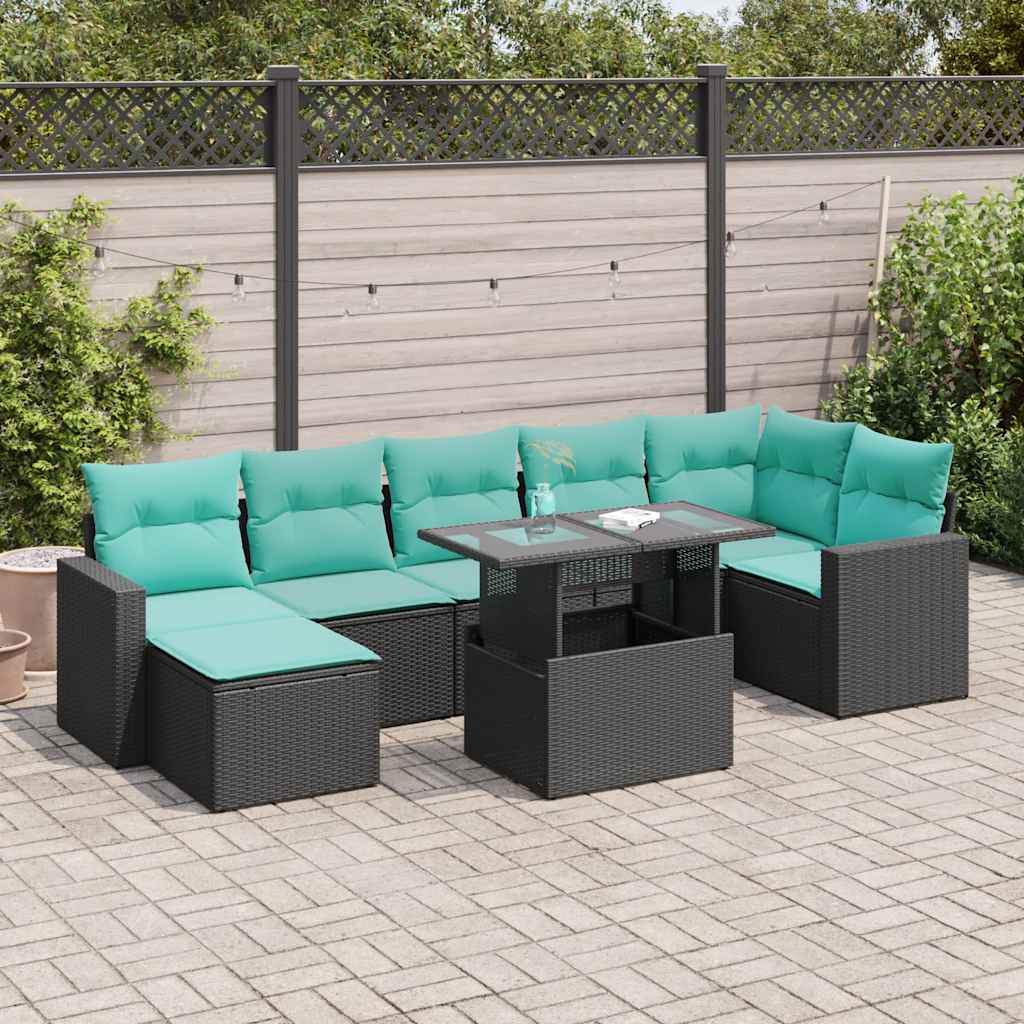 8-Tlg. Garten-Sofagarnitur Mit Kissen Poly Rattan